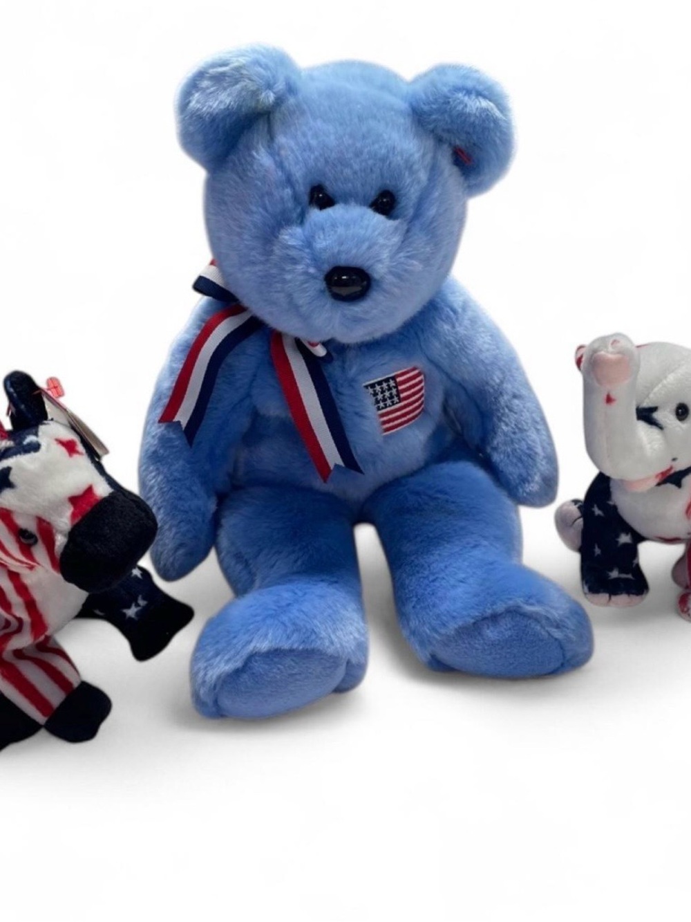 VTG Ty Beanie Buddy America Bear & 2000 Election Beanie Babies Bundle 3pc